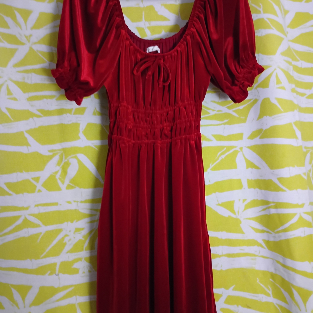Copper Key Red Velvet Midi Dress